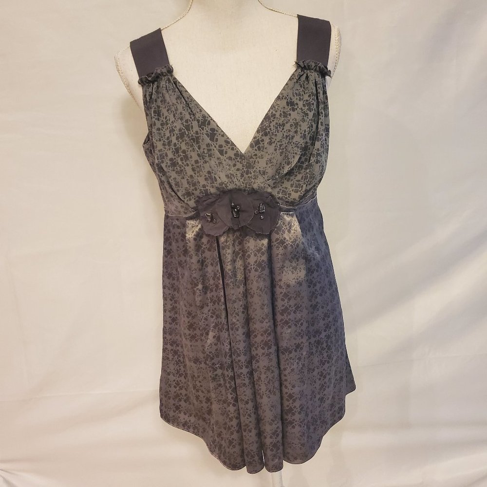 Vera Wang Grey Dress Flower Detail SimplyVera